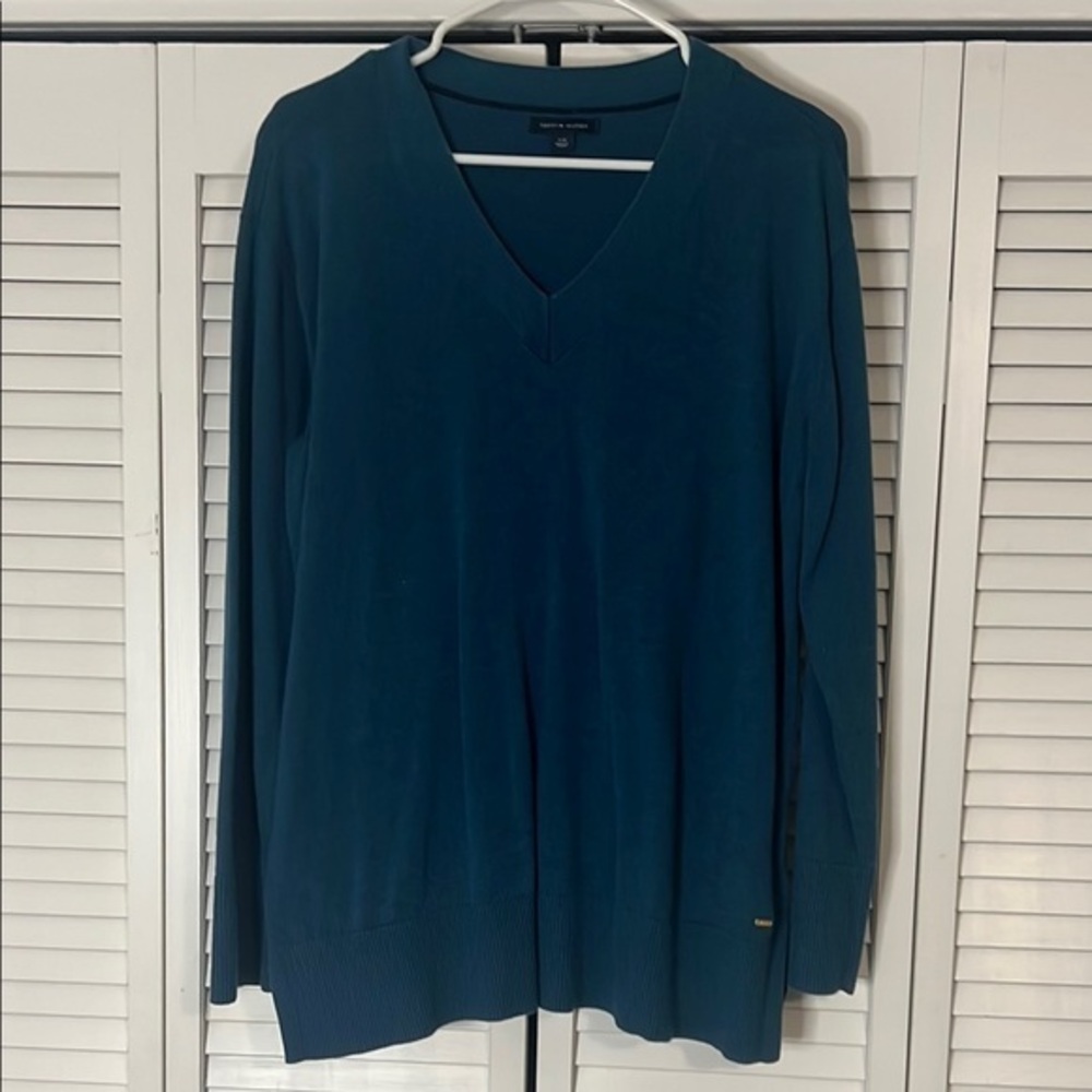 Tommy Hilfiger Blue V-Neck Sweater